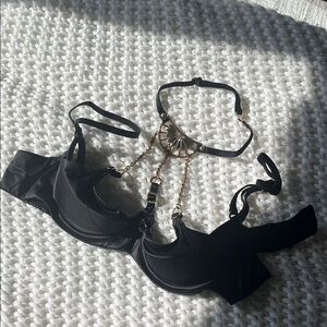 Honey Birdette Black Bra with Gold Accents